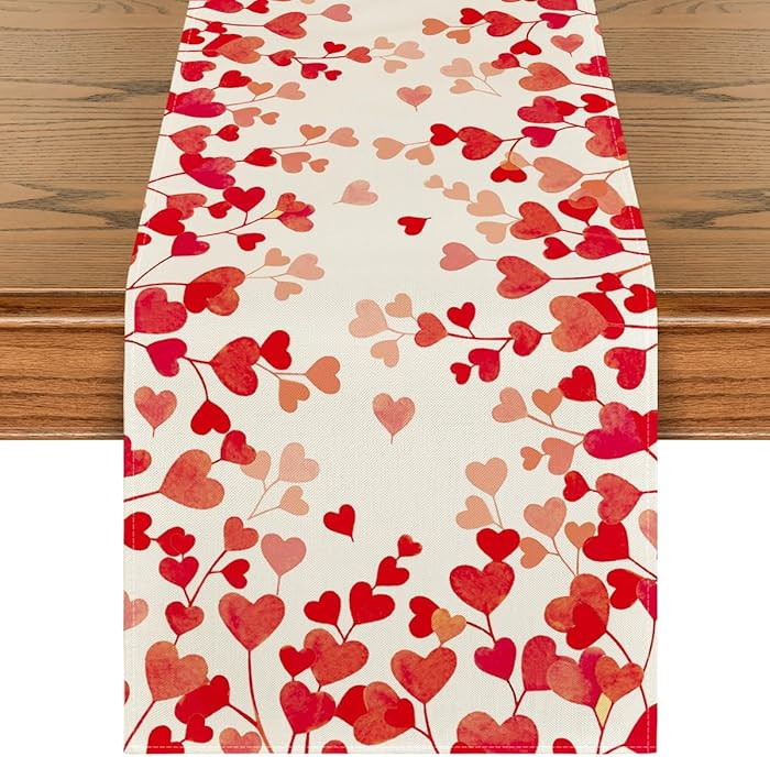 Artoid Mode Red Love Table Runner, Anniversary Wedding Kitchen Dining Table Decoration for Home P... | Amazon (US)