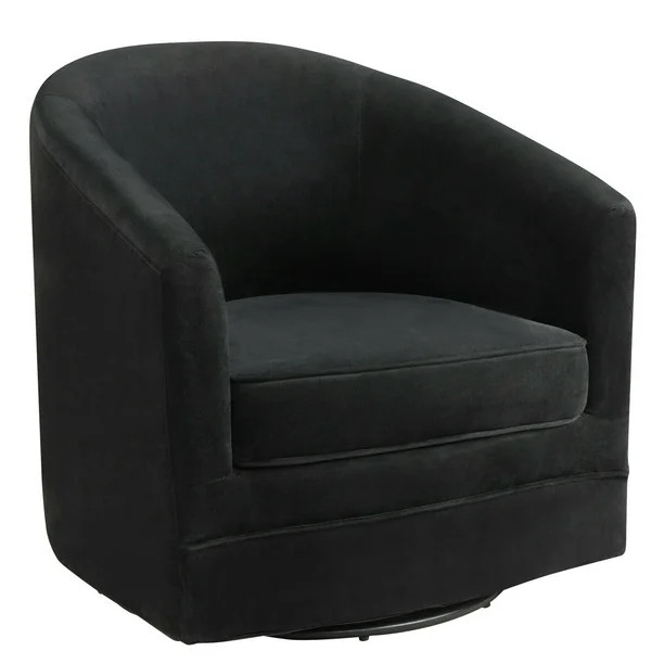 Gymax Modern Swivel Barrel Chair Upholstered Velvet Armchair with Metal Base - Walmart.com | Walmart (US)
