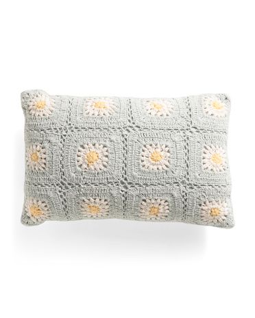 12x20 Cotton Crochet Lumbar Pillow | TJ Maxx