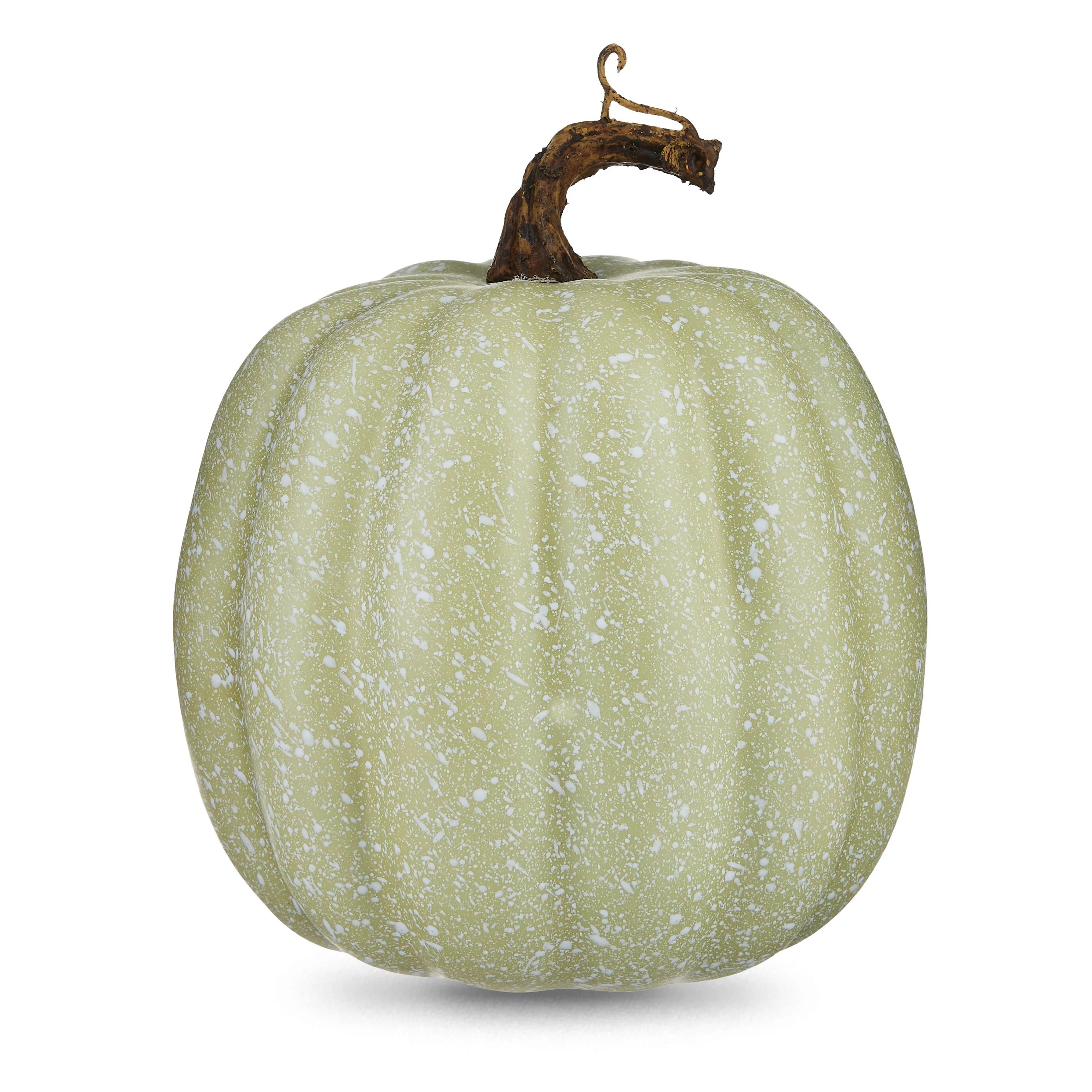 Harvest 6.5 in Small Splatter Tall Green Foam Pumpkin Decoration, Way to Celebrate | Walmart (US)