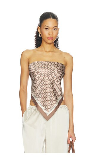 Hark Satin Top in Cocoa Mosaic | Revolve Clothing (Global)