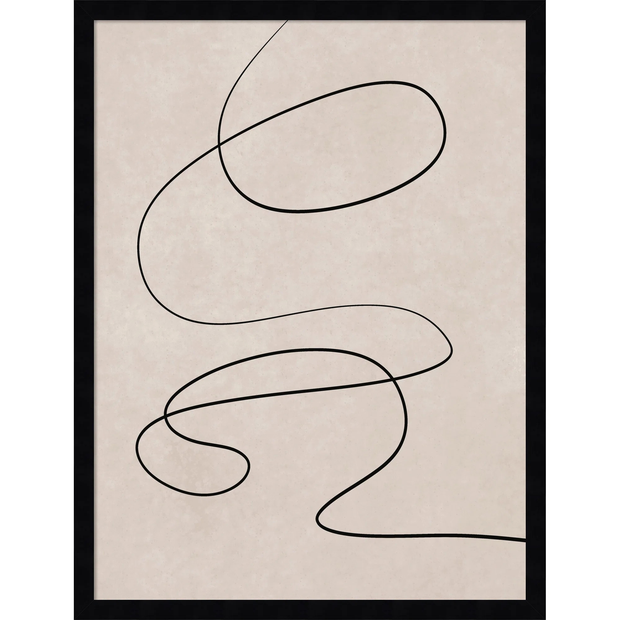 Black Line and Textured Beige Background by Little Dean Wood Framed Wall Art Print | AllModern