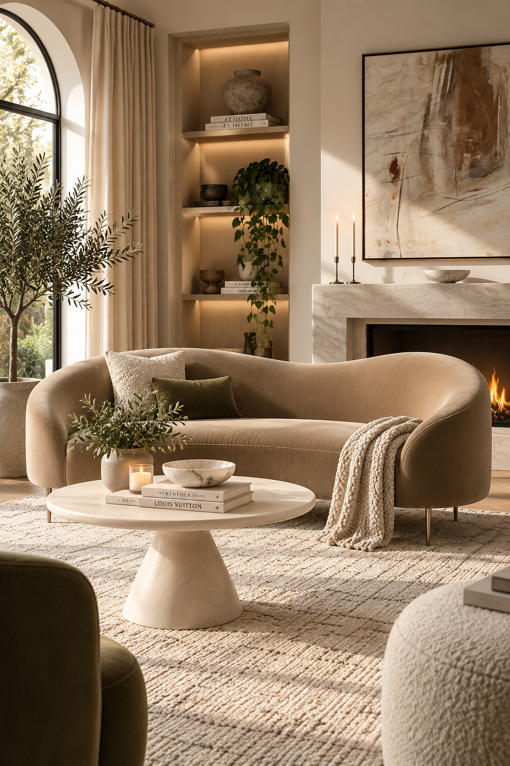 This curved camel sofa is honestly such a gorgeous fall statement piece. The warm neutral tone instantly makes the room feel cozy, sophisticated, and season-ready without needing tons of fall decor. Love it paired with cream textures, olive accents, stone tables, and warm woods for a quiet luxury living room look.
#CB2Finds #CurvedSofa #CamelSofa #FallLivingRoom #FallHomeDecor #QuietLuxury #ModernLivingRoom #NeutralLivingRoom #LuxuryInteriors #CozyFallDecor #LivingRoomRefresh #ModernFurniture #HomeDecorInspo #FallInteriorDesign 

 #LTKSeasonal #LTKHome #LTKSaleAlert