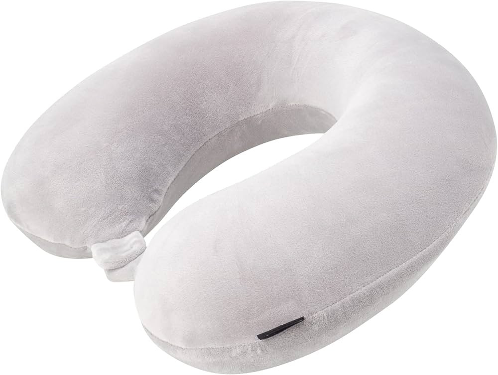 Brookstone Memory Foam Travel Neck Pillow for Vacations, Airplanes, Trains, Buses, and Cars, Grey | Amazon (US)