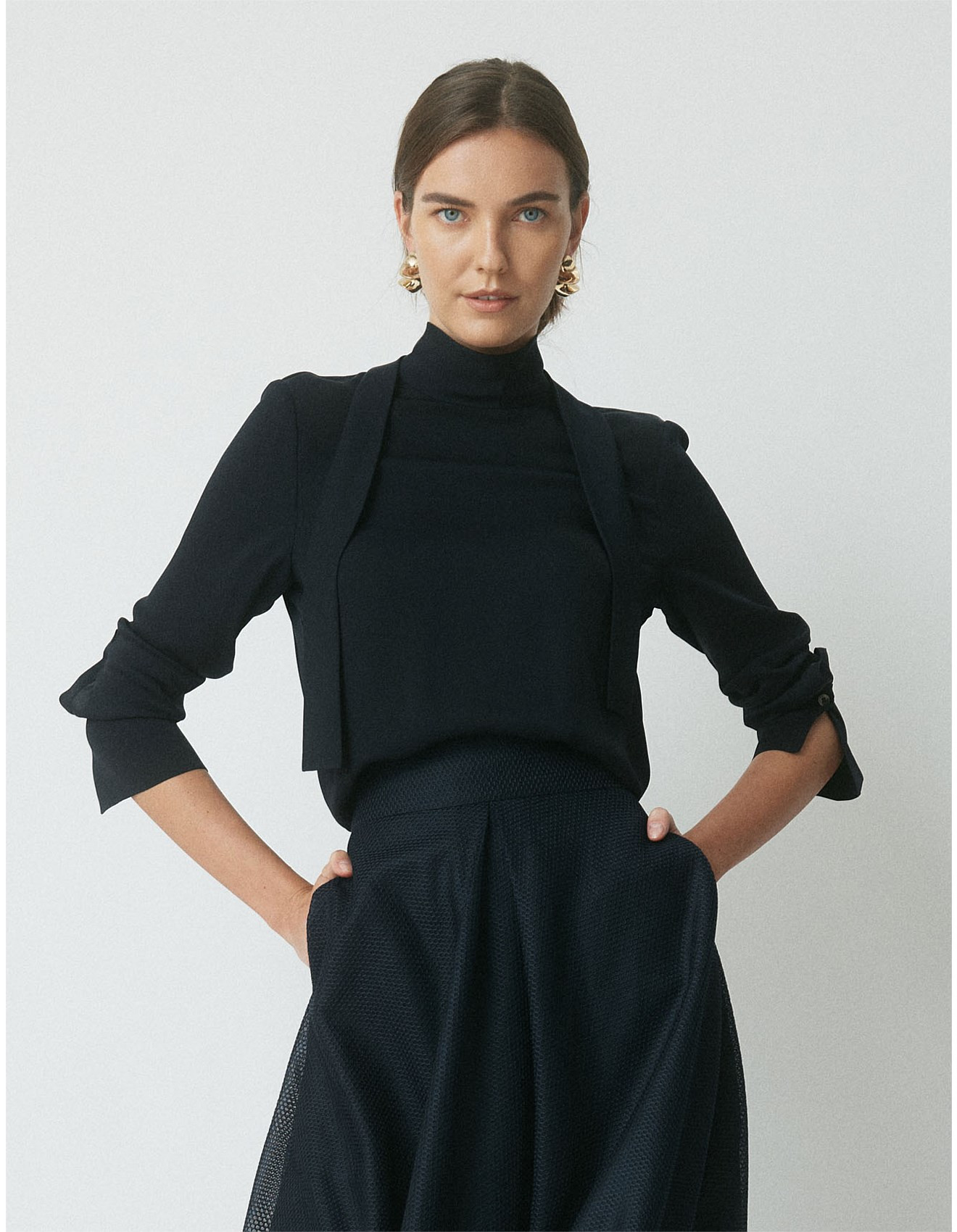 CAMPBELL SILK TIE-NECK TOP | David Jones (Australia & New Zealand)