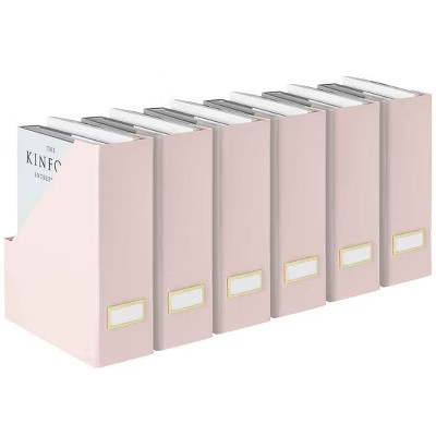 Blu Monaco Set of 6 Foldable Pink Magazine Holder with Gold Label Holders | Target