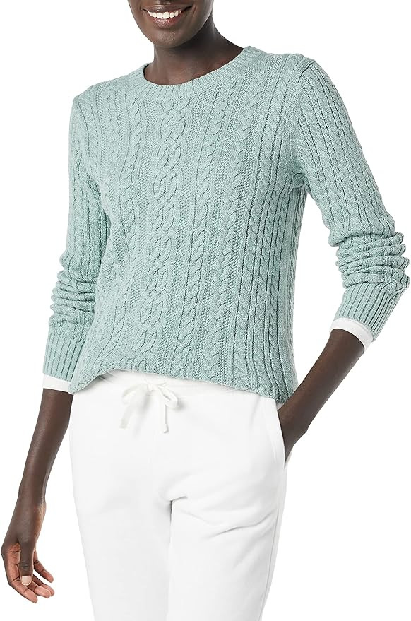 Amazon Essentials Women's Fisherman Cable Long-Sleeve Crewneck Sweater (Available in Plus Size) | Amazon (US)