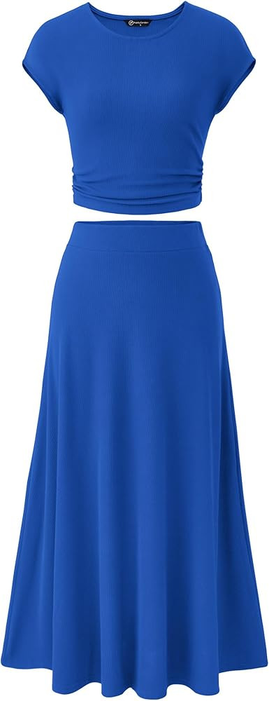 PRETTYGARDEN Two Piece Skirt Set for Women 2026 Summer Spring Dressy Casual Knit Travel Vacation ... | Amazon (US)