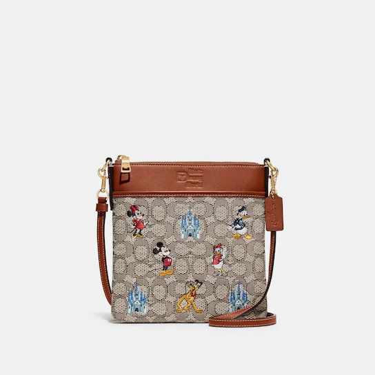 Disney X Coach Kitt Messenger Crossbody In Signature Textile Jacquard With Mickey Mouse And Frien... | Coach (US)