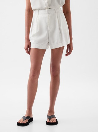 365 High Rise Linen-Blend Shorts | Gap (US)