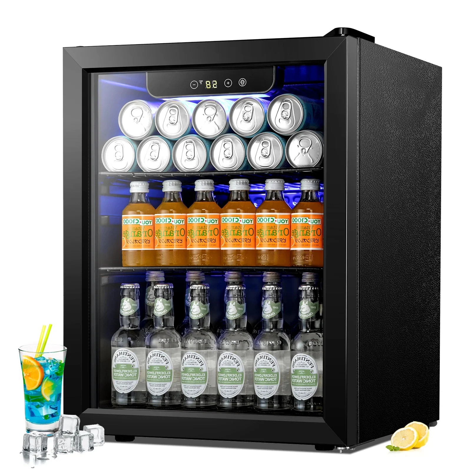 COWSAR 16.93-in W 68 -Can Capacity Black Freestanding Indoor Beverage Refrigerator with Glass Door | LSBR-W5848H | Lowe's