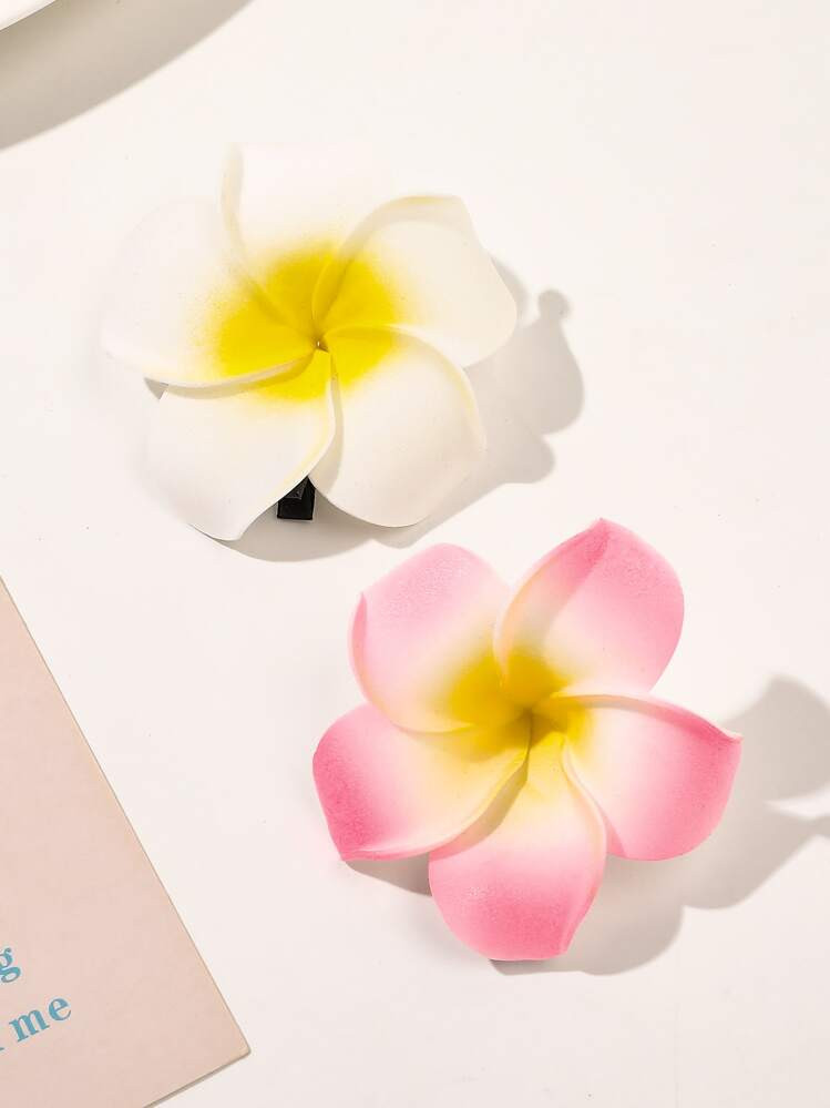 2pcs Flower Decor Alligator Hair Clip For Daily Casual Outing Wear Boho Valentine's Day Valentines Claw Clips Hair Claws Hair Barrettes, School Stuff, Vacation Outfits Woman | SHEIN