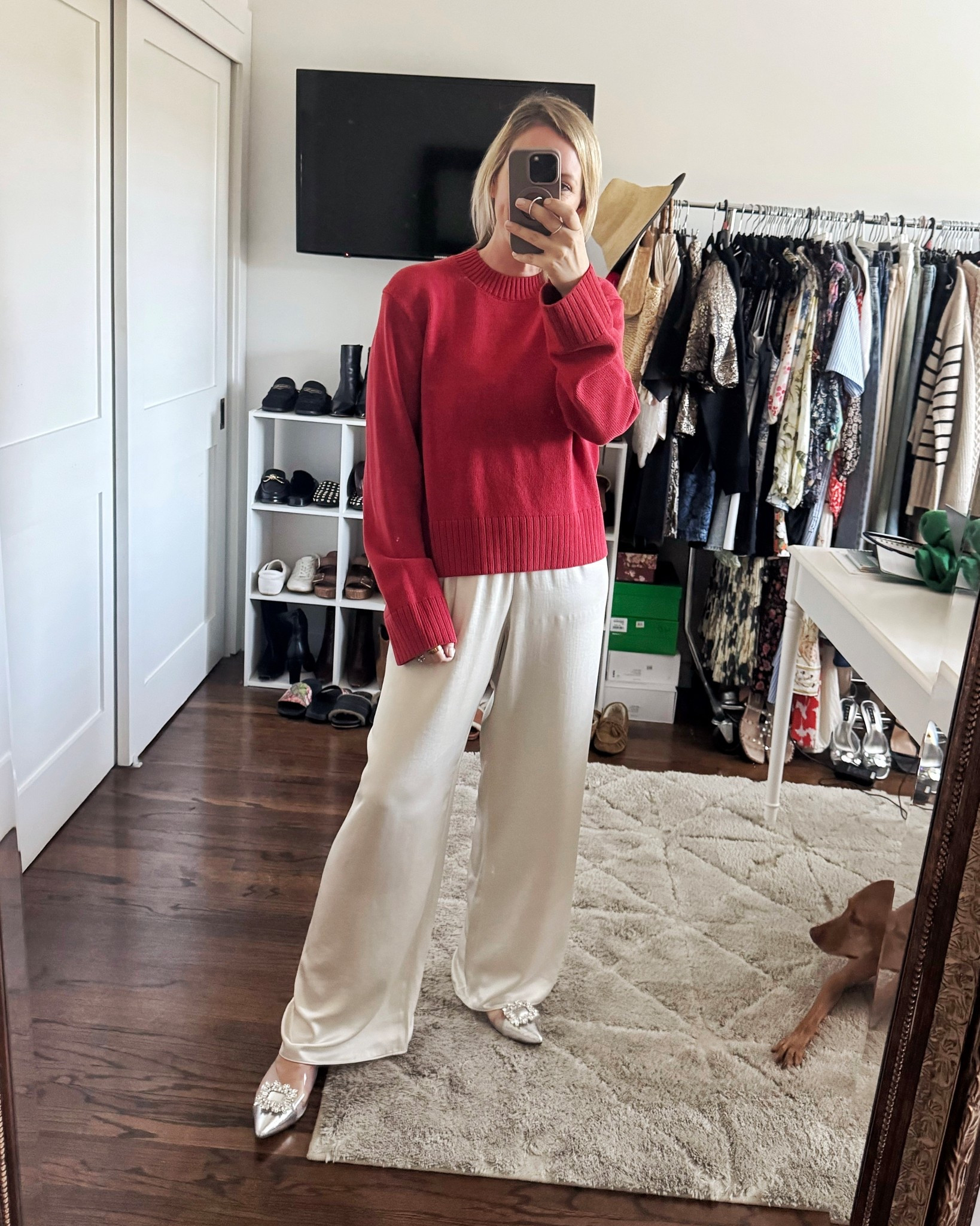 So into these satin pants for the holidays. Wearing a medium  

#LTKHoliday