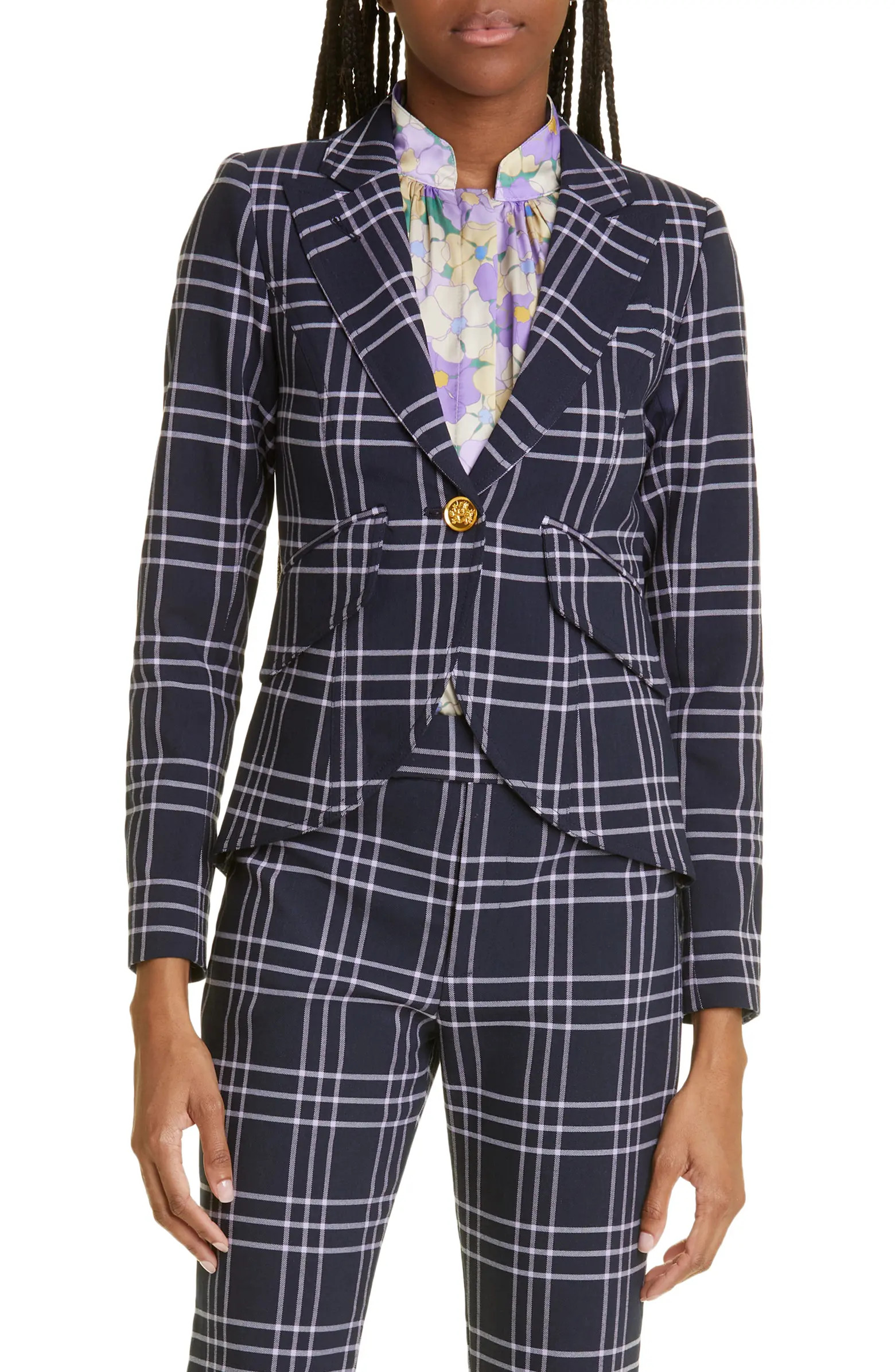 Plaid Stretch One-Button Blazer | Nordstrom