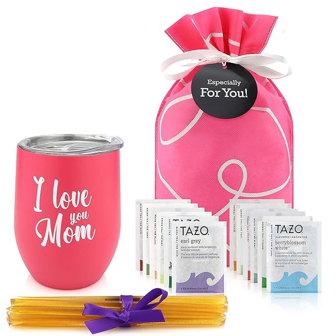 Gifts For Mom - Mom Gifts Tea Set Includes I Love You Mom Insulated Tea Cup 12 Tazo Teas & All Na... | Amazon (US)