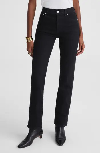 Madewell The Longline Straight Leg Jeans in Black Frost at Nordstrom Rack, Size 31 | Nordstrom Rack