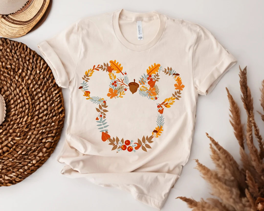 Fall Minnie Ear Tee, Disney Fall Tee, Thanksgiving Disney Ear Shirt, Mickey Autumn Tee, Disney Ha... | Etsy (US)