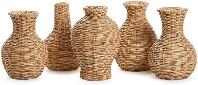 Two's Company Natural Beauties Set of 5 Basket Weave Pattern Vases - Resin | Amazon (US)