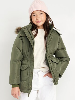 Water-Resistant Sherpa-Lined Hooded Parka Coat for Girls | Old Navy (US)