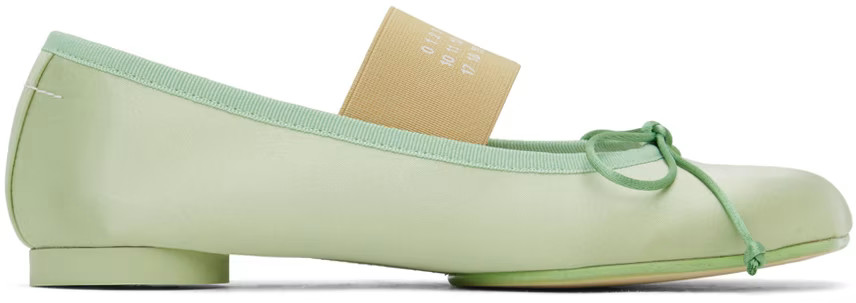 Green Bow Ballerina Flats | SSENSE