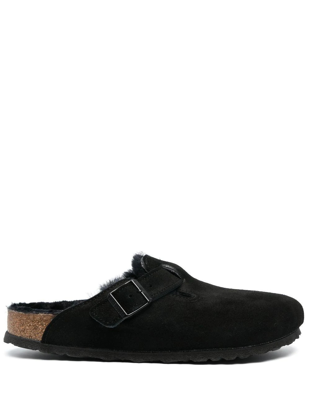 Birkenstock - Slipper Boston com pelos - unissex - camurça - 38 Narrow - Preto | Farfetch (BR)