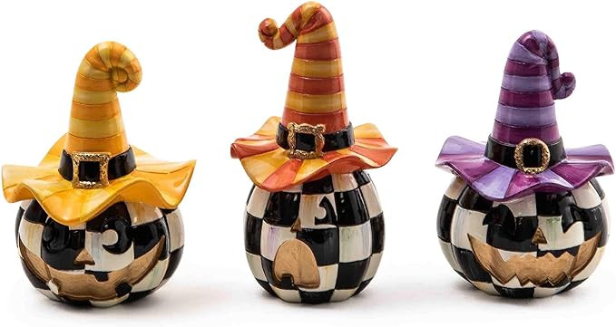 MACKENZIE-CHILDS Mini Happy Jack Pumpkins, Resin Halloween Decor for Home Decoration, Set of 3 | Amazon (US)