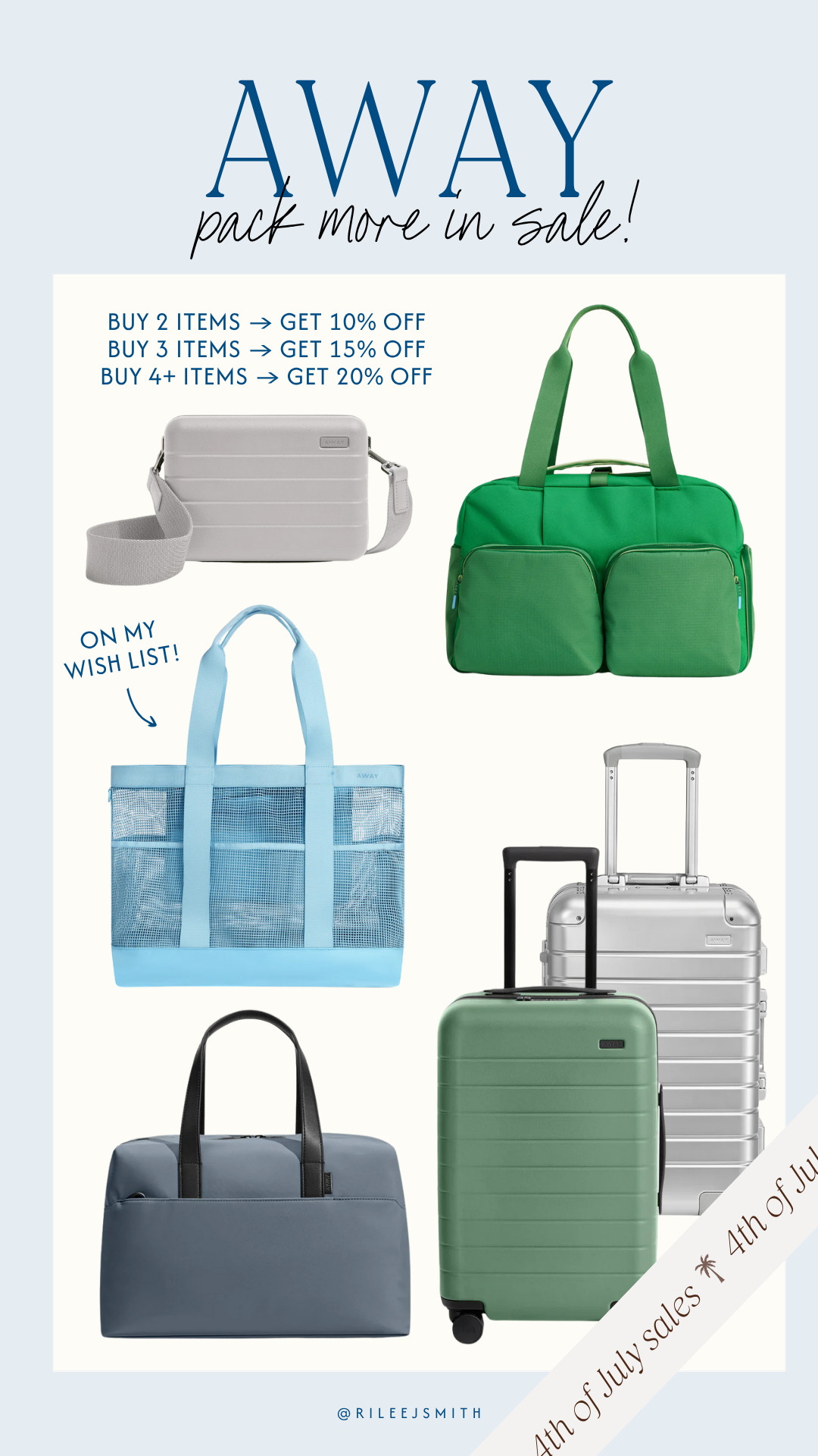 Away is having a buy more, save more sale for 4th of July! Here are some of my favorite picks if you're shopping the sale!💙 #4thofJuly 

 

#LTKSaleAlert #LTKTravel #LTKItBag