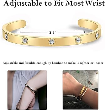 Gold Bracelets for Women 14K Gold Plated Friendship Bracelets Bangle with Cubic Zirconia Stones S... | Amazon (US)