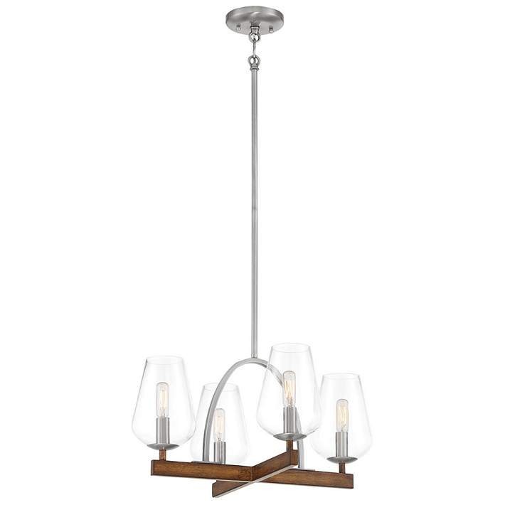 Birnamwood 20" Wide Koa Wood Finish with Pewter 4-Light Chandelier | Lamps Plus