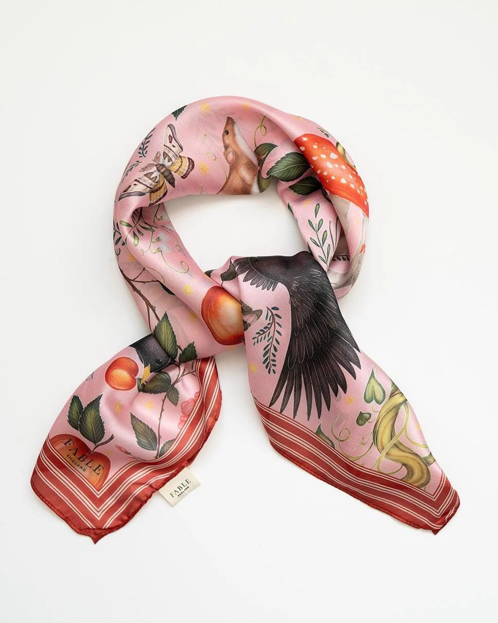 Catherine Rowe Into The Woods Square Scarf Pink | Fable England