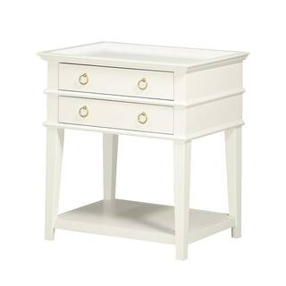Clara 2-Drawer White Tray Top Nightstand 817-10-50 | The Home Depot
