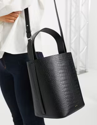 Reiss hudson bucket bag in black croc | ASOS (Global)