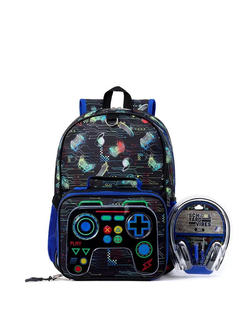 Schoolyard Vibes 17" 3 Piece Backpack Set with Headphones and Kids Lunch Box | Walmart (US)