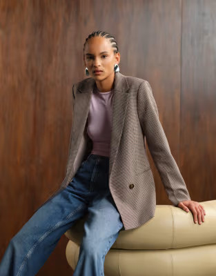 Mango classic blazer in brown check | ASOS (Global)