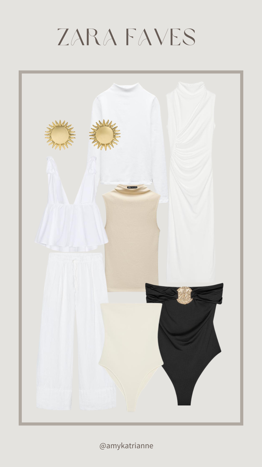 Zara favourites ✨Spring new in,  Bandeau bodysuit, Swimsuit, Midi dress,  Top with bows, Linen trousers, Earrings, Turtleneck top, Style tip 

 #LTKFashionMonth #LTKuk #LTKspring