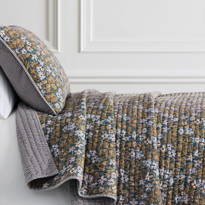 Blake Floral Quilt, Euro Sham, Blue | West Elm (US)