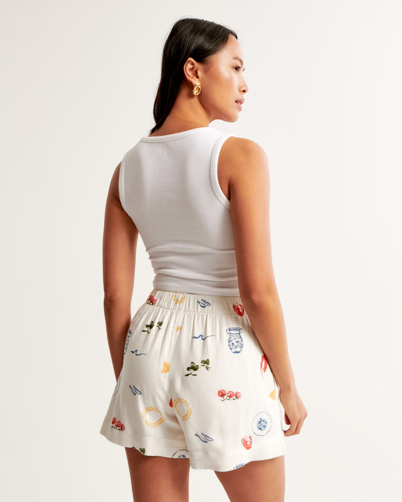 Linen-Blend Pull-On Short | Abercrombie & Fitch (US)