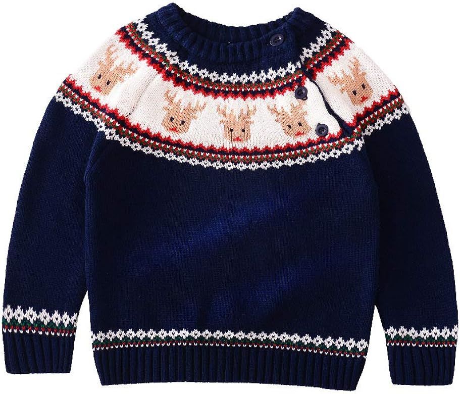 Miccina Baby Toddler Boys Christmas Sweater Girls Knit Pullover Sweatshirt Outfit Kids Ugly Basic To | Amazon (US)
