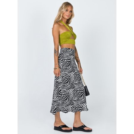 Puloru Women High Waisted Zebra-Stripe/Floral Print Invisible Zip Maxi Skirt | Walmart (US)