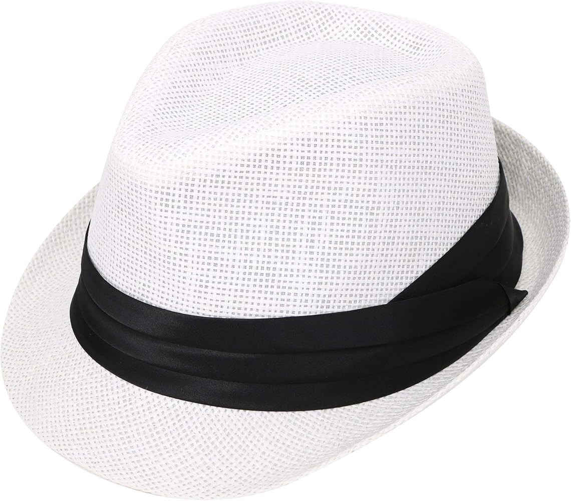 Women/Men's Summer Short Brim Straw Fedora Sun Hat | Amazon (US)