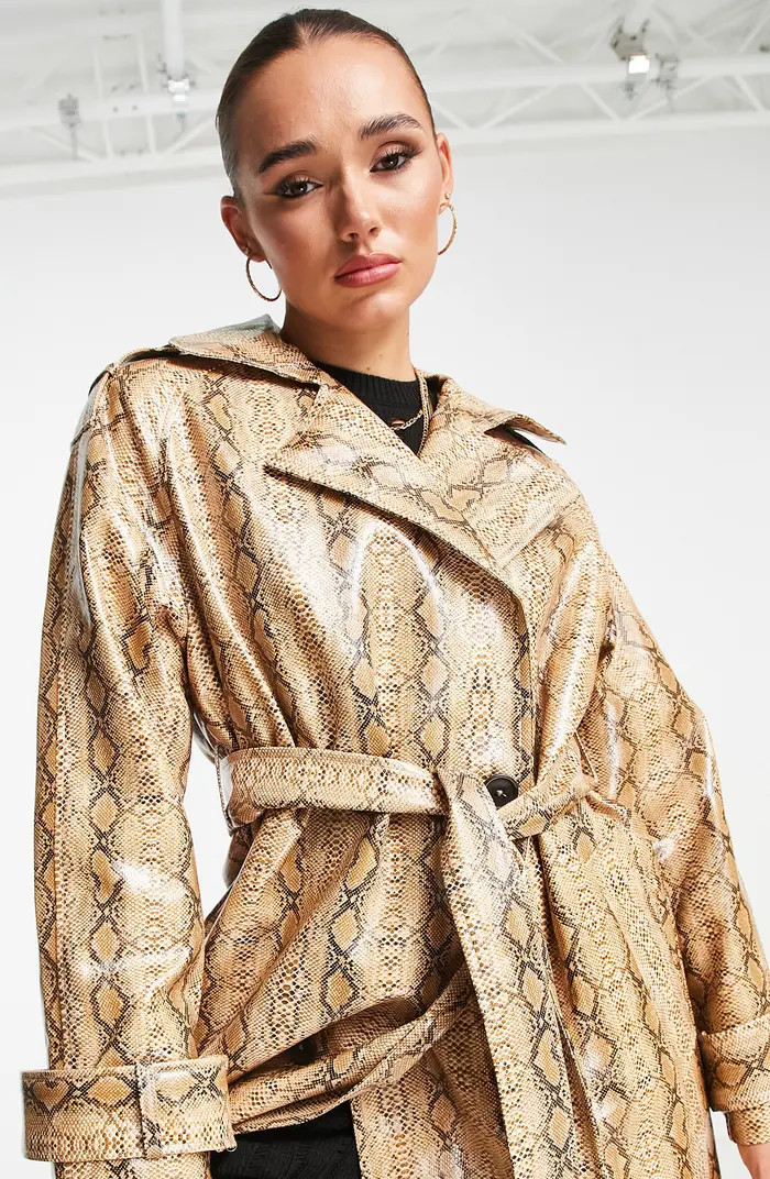Snakeskin Print Trench Coat | Nordstrom