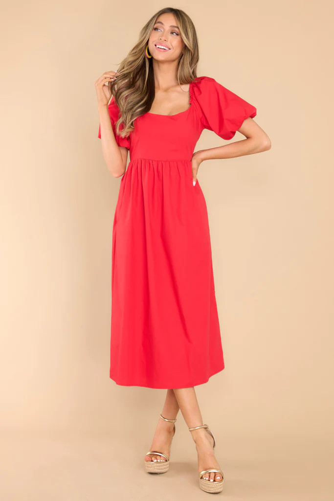Far Too Pretty Red Midi Dress | Red Dress 