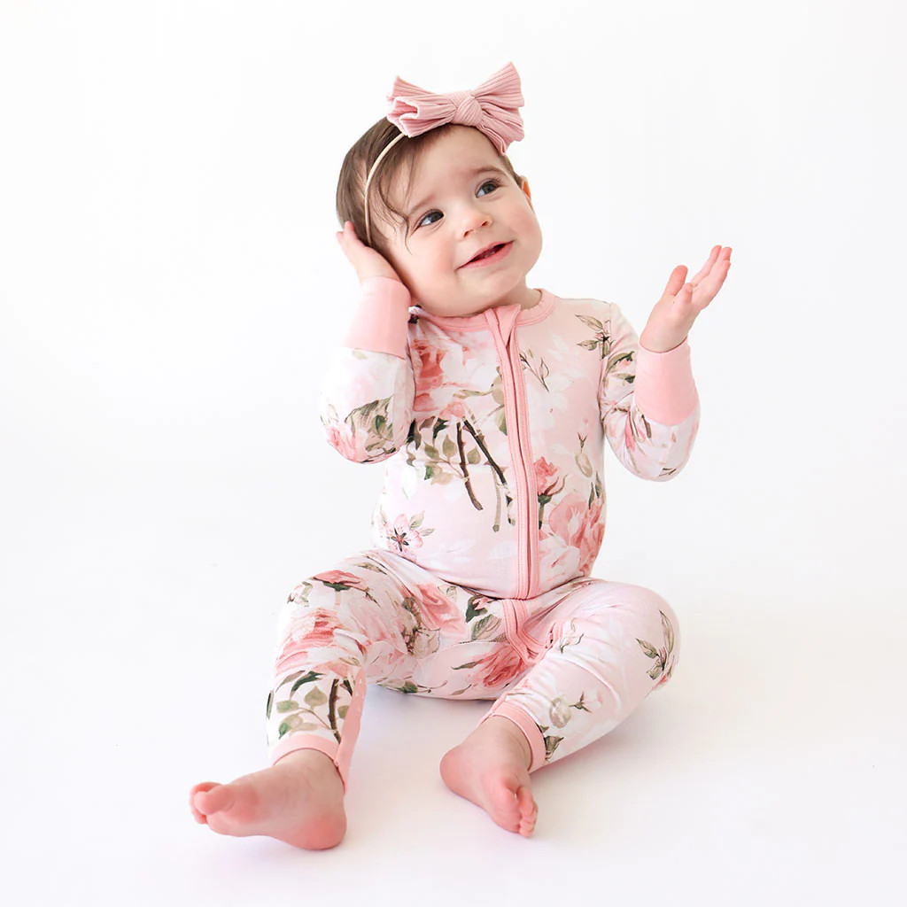 Floral Pink Baby Convertible Sleeper | Vintage Pink Rose | Posh Peanut