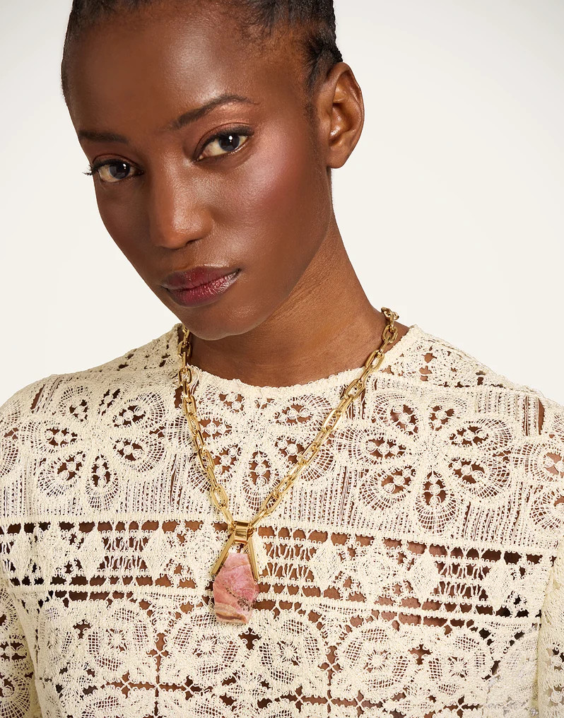 Portal Necklace in 24K Gold Plate & Rhodonite for Women | La DoubleJ | La DoubleJ