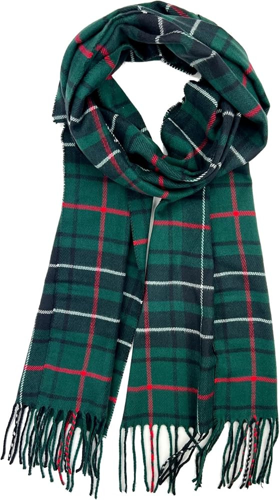 Plum Feathers Plaid Check and Solid Cashmere Feel Winter Scarf, Warm Scarfs, Cold Weather Accesso... | Amazon (US)