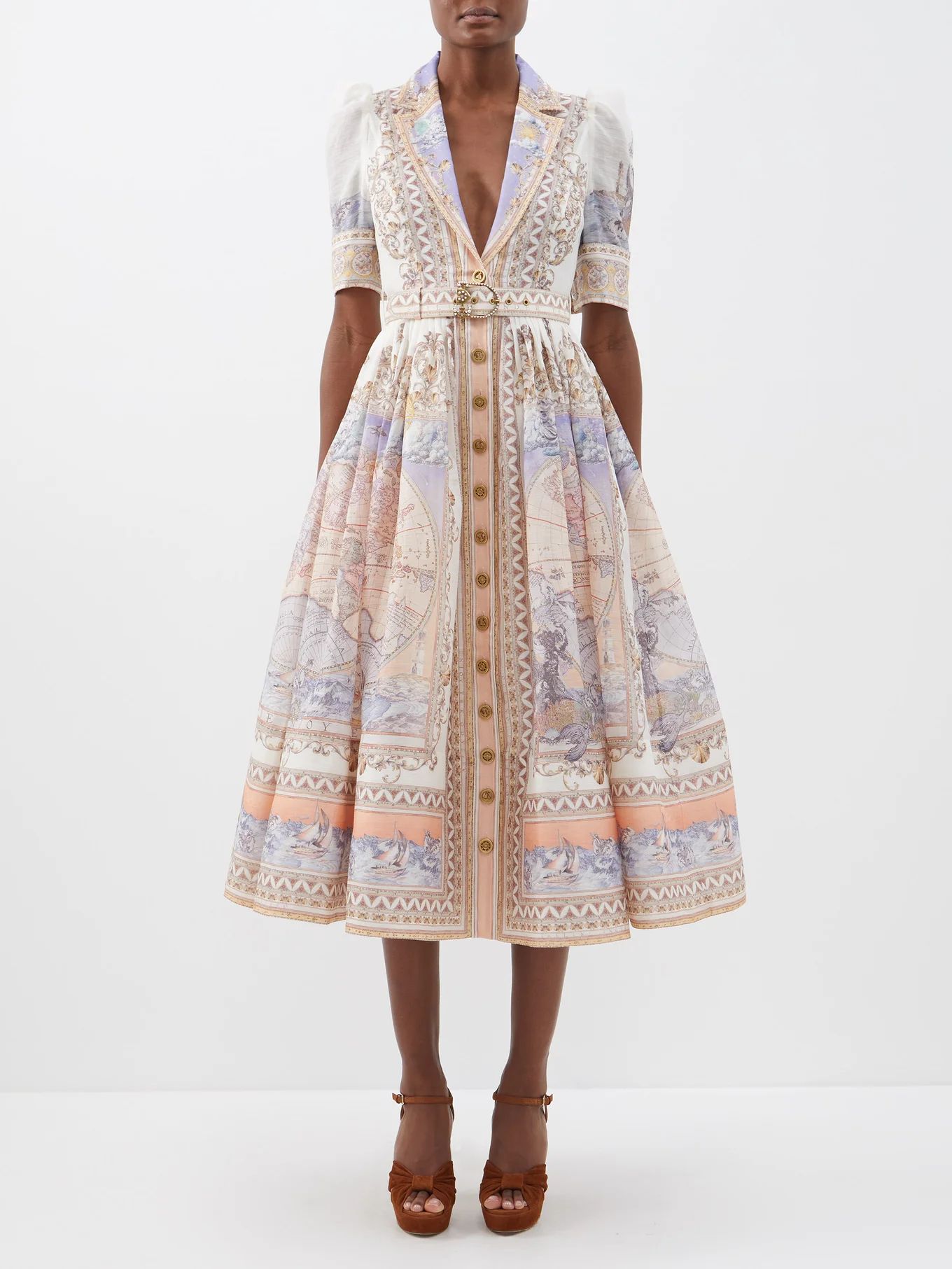 High Tide printed linen-blend shirt dress | Matches (US)