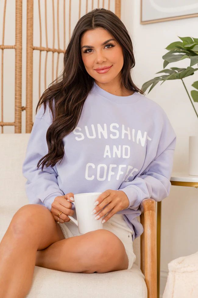 Sunshine and Coffee Lilac Oversized Graphic Sweatshirt | Pink Lily