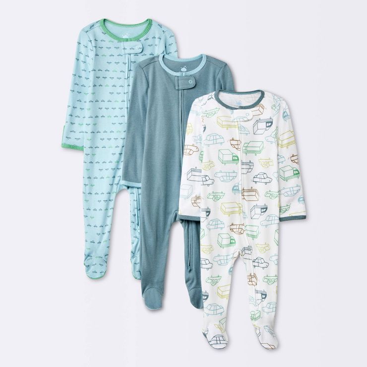 Baby Boys' 3pk On The Move Zip-Up Sleep N' Play - Cloud Island™ Turquoise Blue | Target