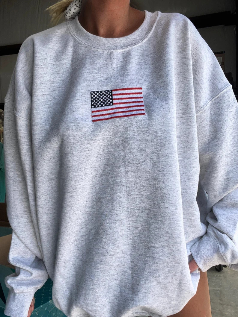 Vintage Embroider American Flag Sweatshirt | Etsy (US)