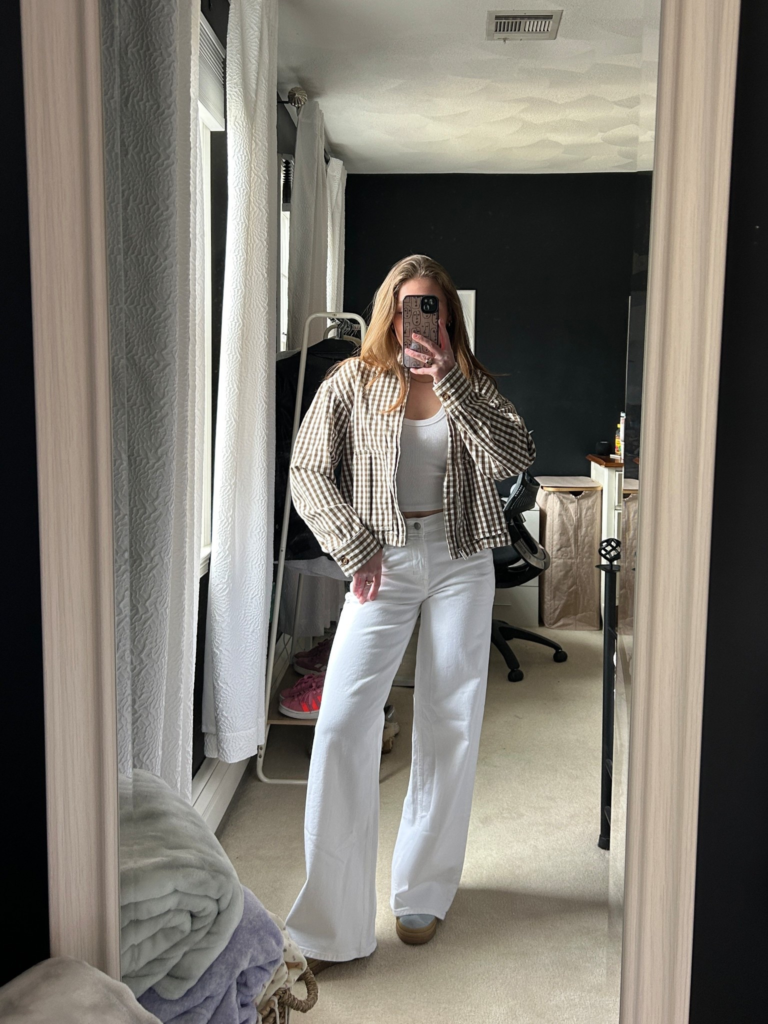 Gap jacket, Gap style, gingham jacket, spring outfit inspo, spring outfit ideas, spring outfit ootd, white jeans, white wide leg jeans, white denim, neutral outfit, neutral outfit inspo

#LTKSpringSale #LTKootd #LTKSeasonal